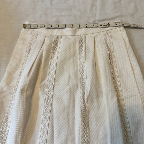 J Crew 2 White Lace Stripe A-Line Mini Skirt ~Sorority Coquette Feminine Classic - Picture 4 of 7